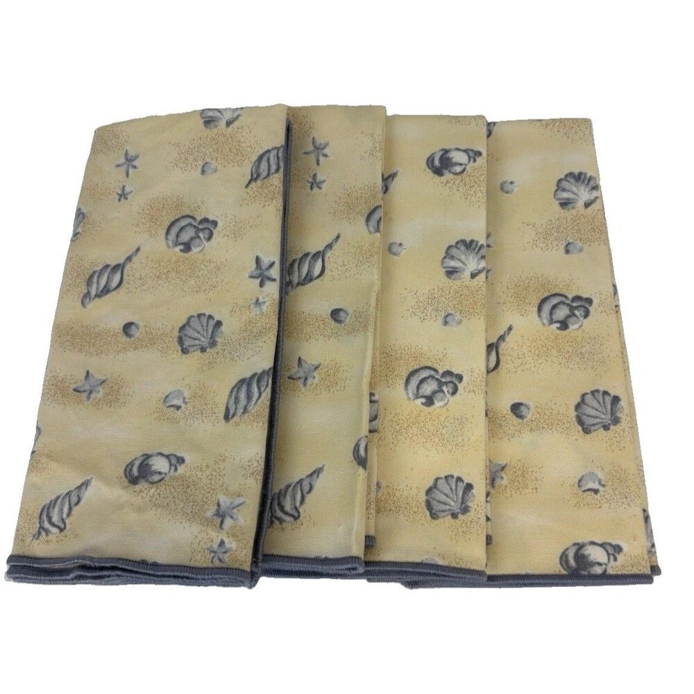 Longaberger Vintage Shoreline Seashell Cloth Napkins Set of 4 | 16x16"  NWOT